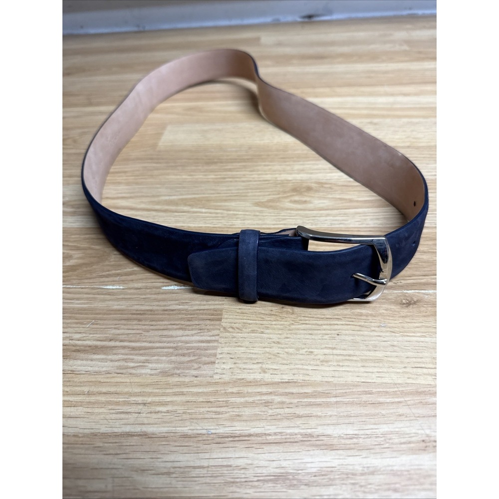 Taurillon Men's Blue Nubuck Leather Belt By Ettura Made‎ In Italy